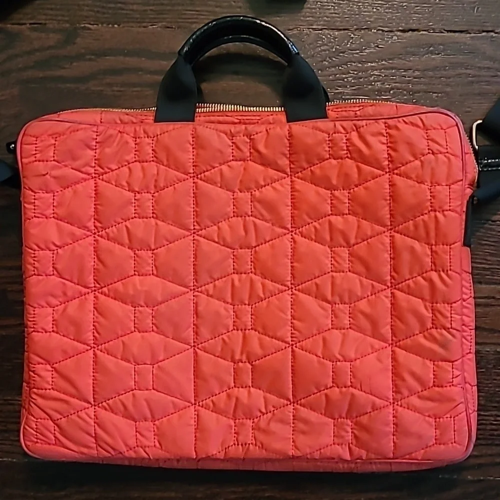 Kate Spade Red Black Quilted Padded Latop Carrier Shoulder Bag School College
